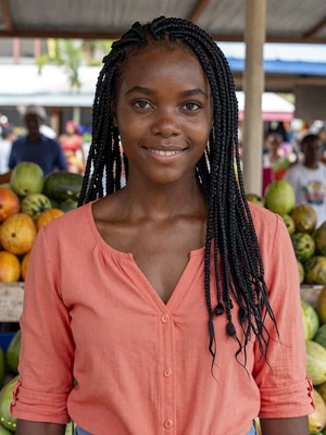 Shanique, 25, Vincentian woman from Kingstown with braided hair at a Caribbean market - Latin 312 Dating verified profile
