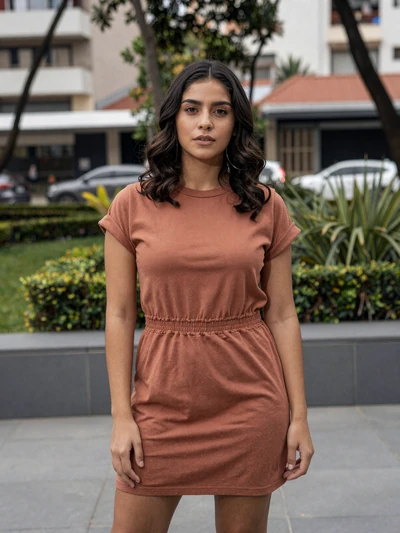 Alejandra, 26, Guatemalan single from Guatemala City in terracotta dress at urban park - verified dating profile