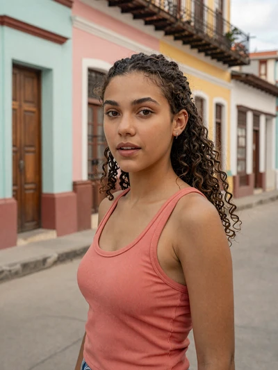 Daniela, 24, Cuban single from Santiago de Cuba with curly hair on colorful Caribbean street - verified dating profile