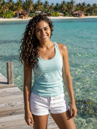 Thalía, 23, Panamanian single from Bocas del Toro on Caribbean dock with turquoise water - verified profile