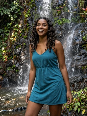 Natasha, 23, Jamaican single from Ocho Rios laughing near a tropical waterfall - verified dating profile