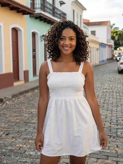Keandra, 24, Barbadian single from Speightstown with curly brown hair on a colonial street - verified dating profile
