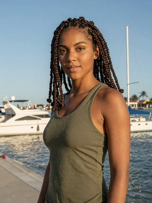 Abigail, 29, Vincentian woman from Union Island at a marina with yachts - Latin 312 Dating verified profile