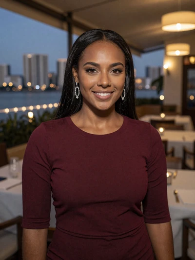 Stéphanie, 27, Haitian woman from Pétion-Ville with straight dark hair at upscale terrace - Latin 312 verified profile