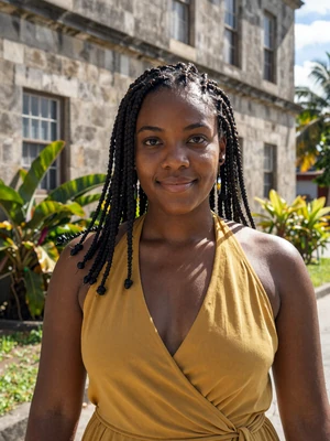 Kendra, 26, Vincentian woman from Kingstown with box braids near colonial architecture - Latin 312 Dating verified profile